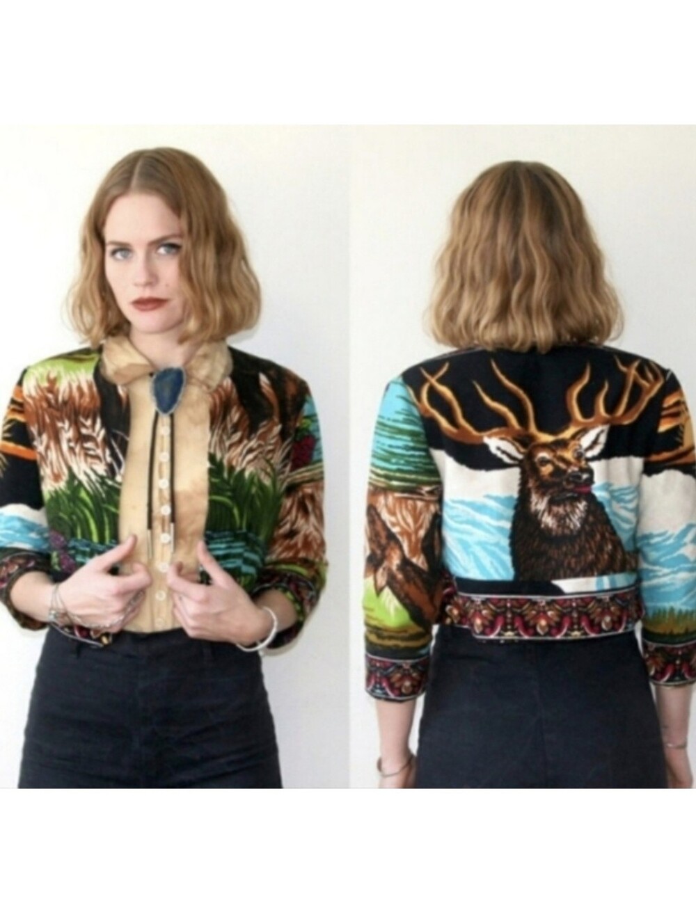 Rusty Cuts Zip Up Floral Deer Lightweight Jacket
